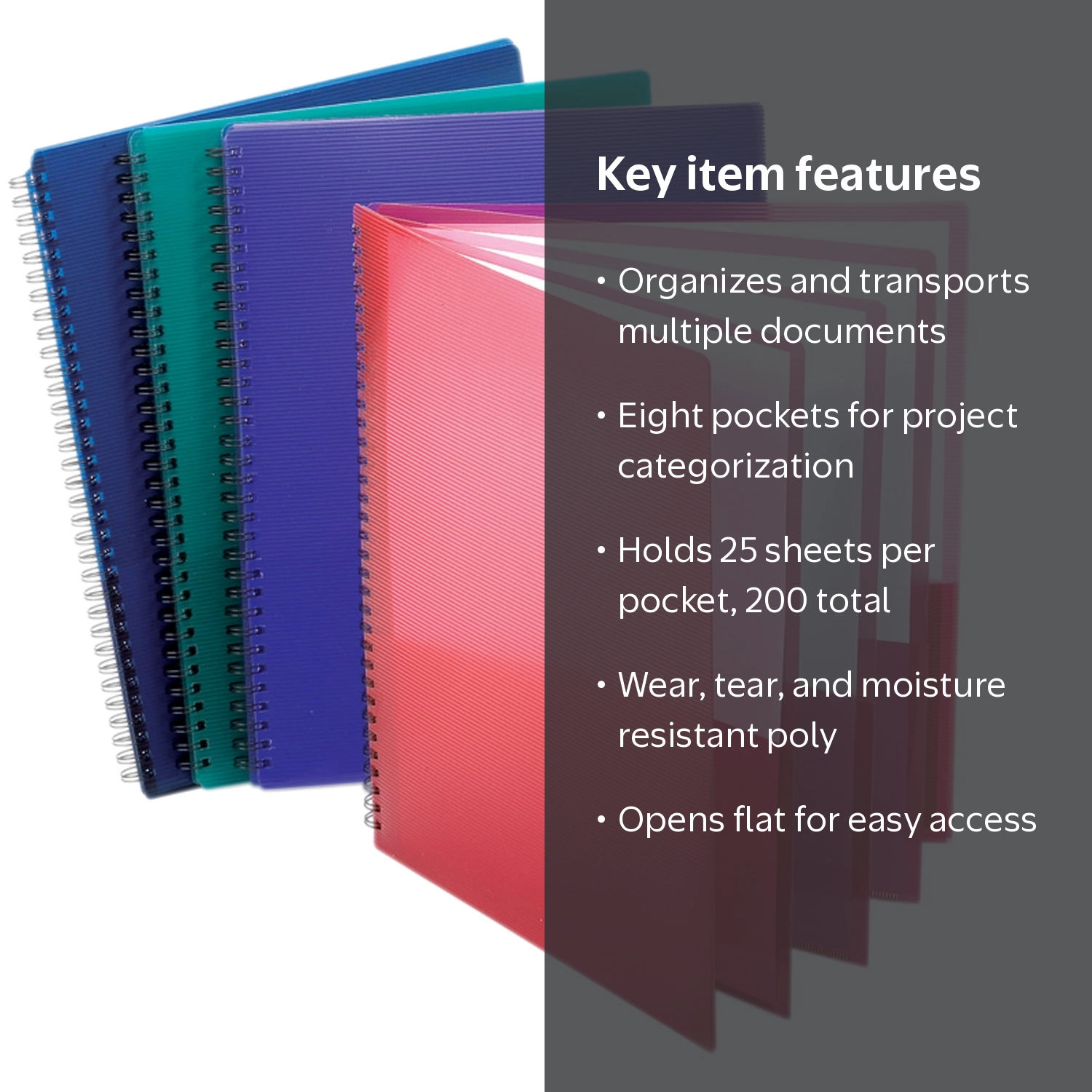 Oxford, Poly 8-Pocket Organizer, Letter-Size, Assorted Colors
