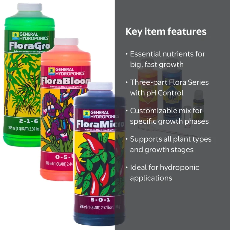 General Hydroponics Flora Series Fertilizer Bundle, with