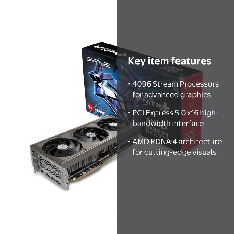 Sapphire 113480120G Nitro+ Radeon RX 9070 XT Gaming OC Graphics