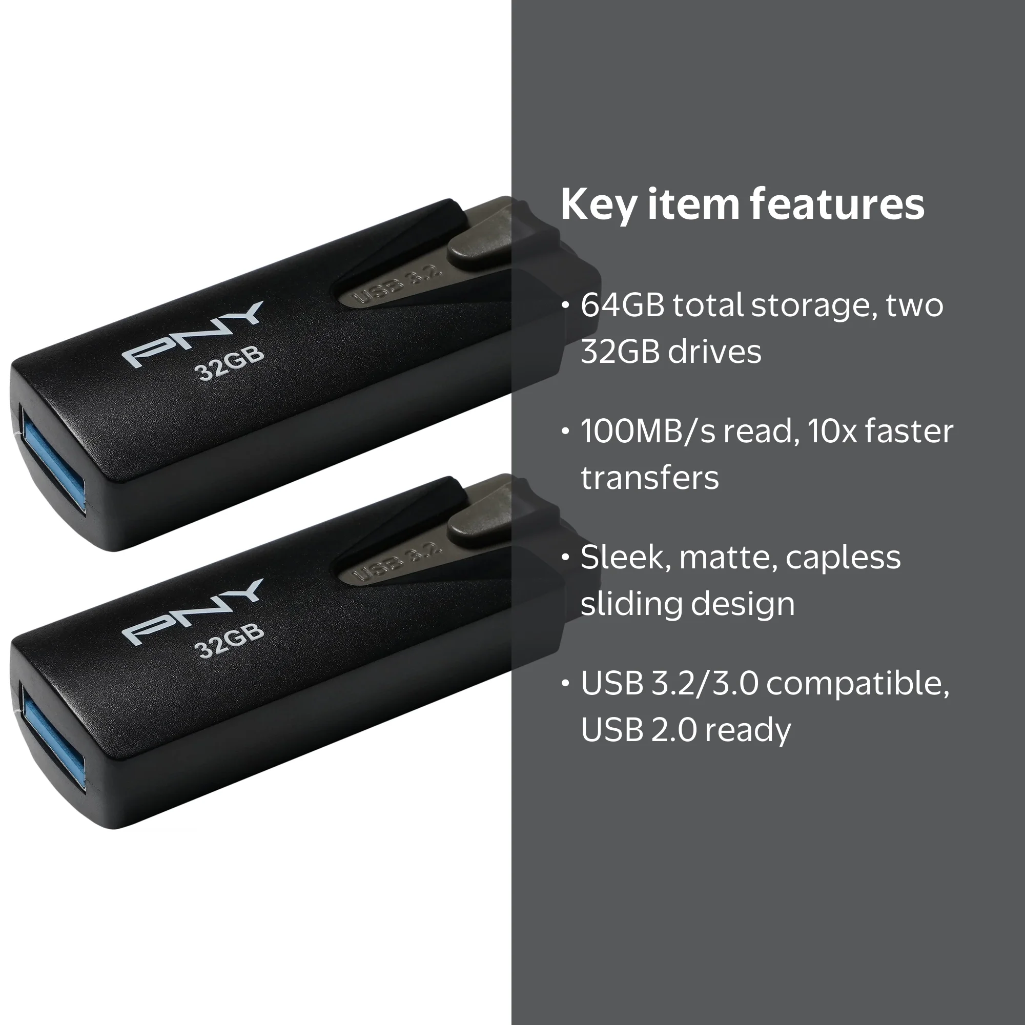 PNY 32GB Elite USB 3.2 Flash Drive 2-Pack - 100MB/s - Walmart.com