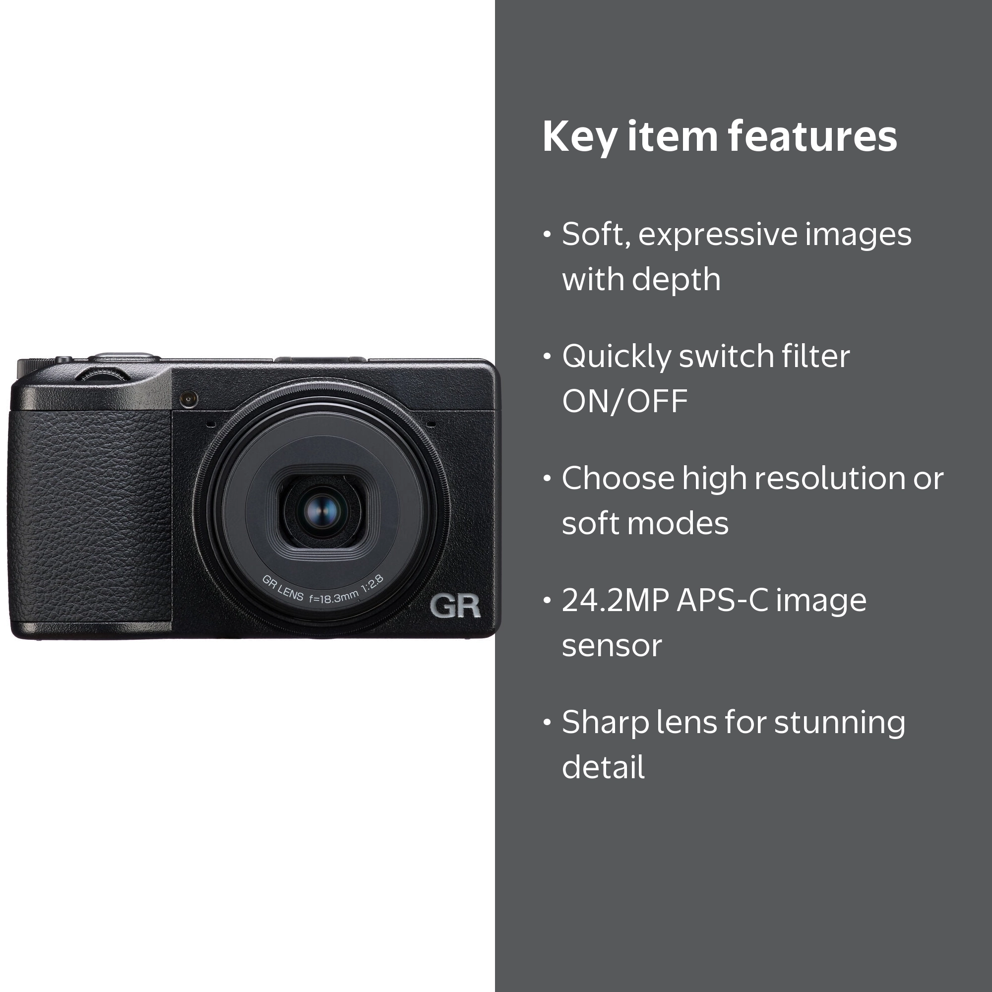 Pixel Hub RICOH GR III HDF Camera, 24.24 MP APS-C Sensor, Hybrid