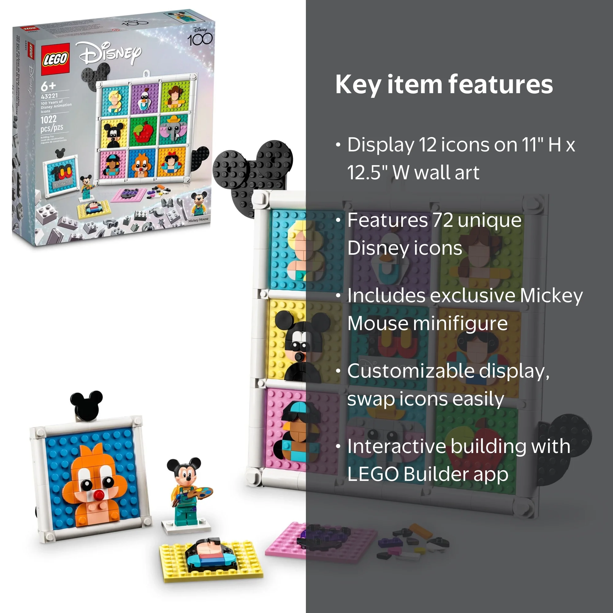 LEGO, Disney Wall Art, 100 Years of Disney Animation Icons