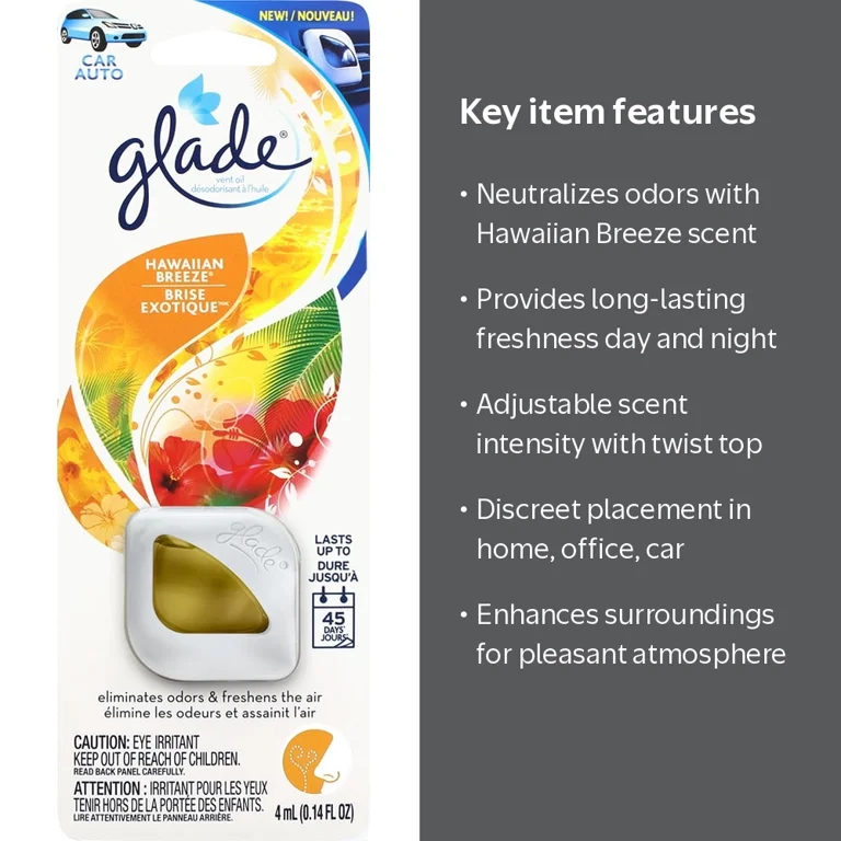 Glade Hawaiian Breeze Gel Air Fresheners, Orange Scent – Long-Lasting Freshness for Home or Auto