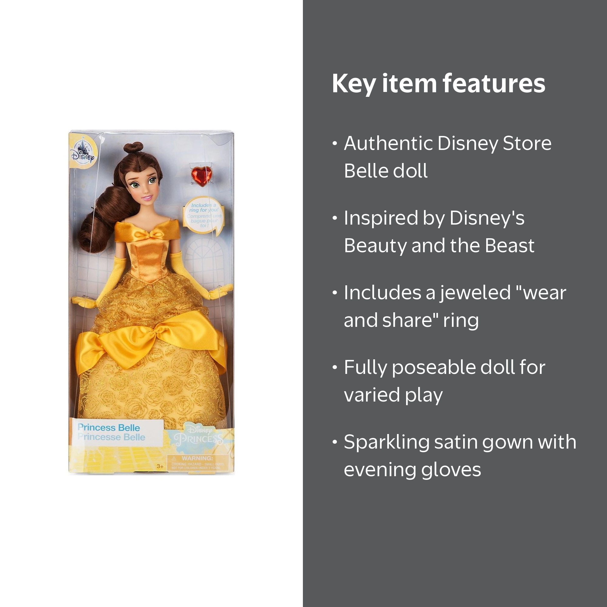 disney store princess belle dress COSTUME GOWN 2 PACK SIZE 5/6 RED YELLOW NEW shoulder drape neckline Disney Princess Belle Classic Doll