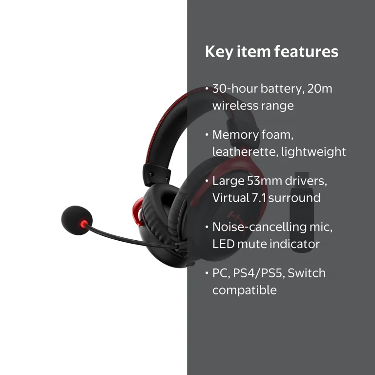 HyperX, Gaming Headset, HyperX Cloud II Wireless, 7.1 Surround