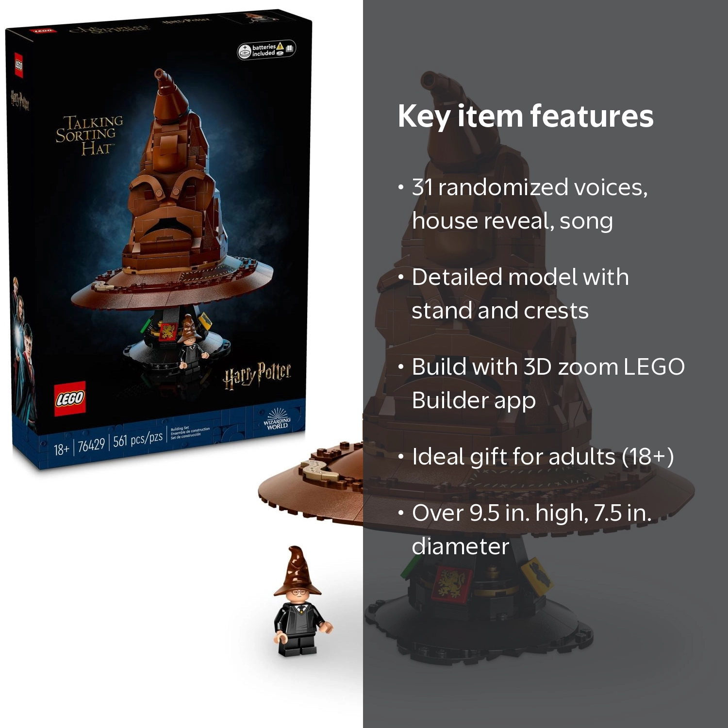 LEGO, Harry Potter Talking Sorting Hat, 76429, 561 Pieces