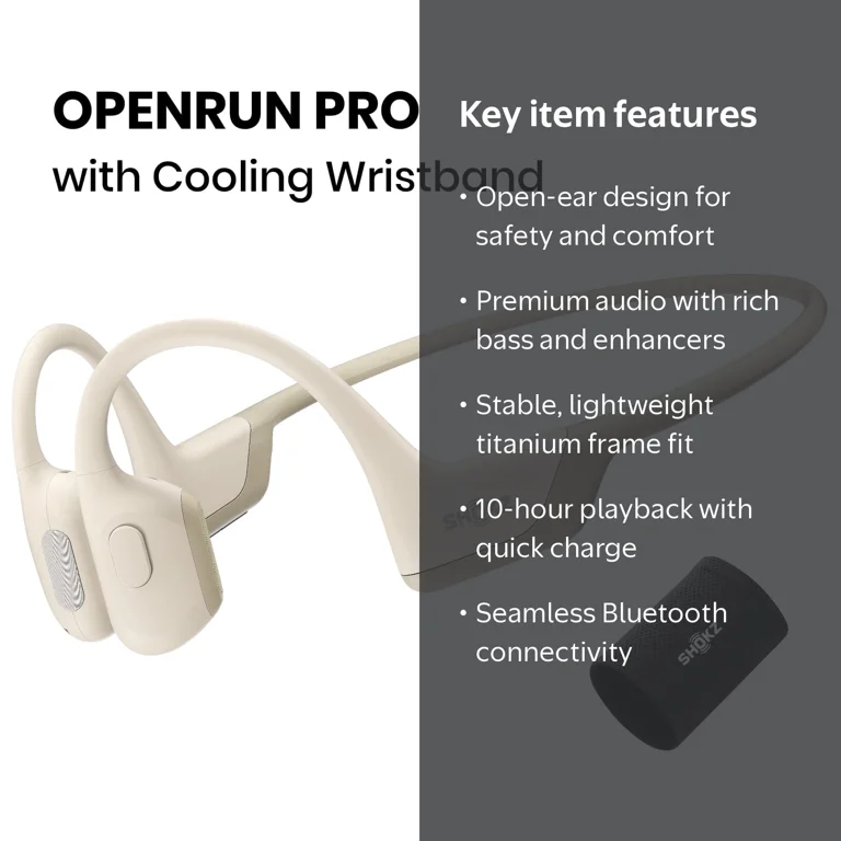 Shokz Open Run Pro ベージュ Shokz OpenRun Pro Bone Conduction Bluetooth Headphones for Sports