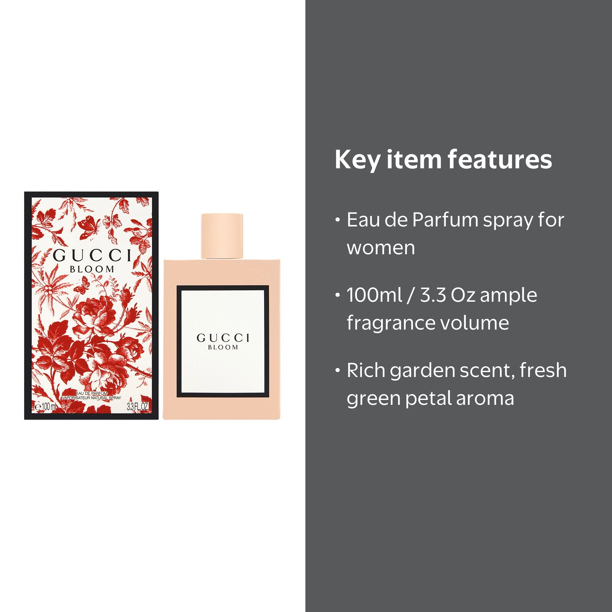Gucci Bloom Eau de Parfum Spray for Women, 100ml, White Floral
