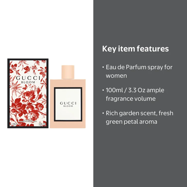 Gucci Bloom Eau de Parfum Spray for Women, 100ml, White Floral