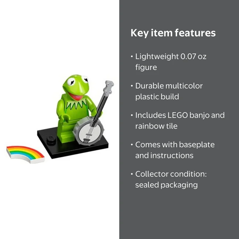 LEGO Muppet Series Kermit the Frog Minifigure, includes banjo and