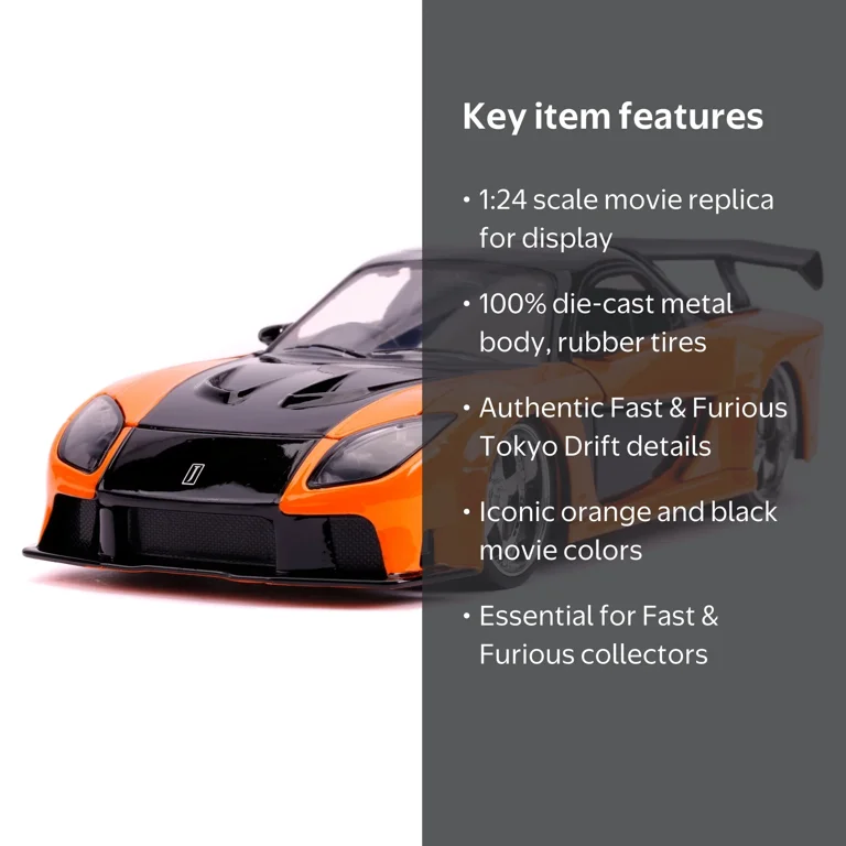 Jada Toys Fast & Furious Hans' Mazda RX-7 1:24 Diecast Model Car