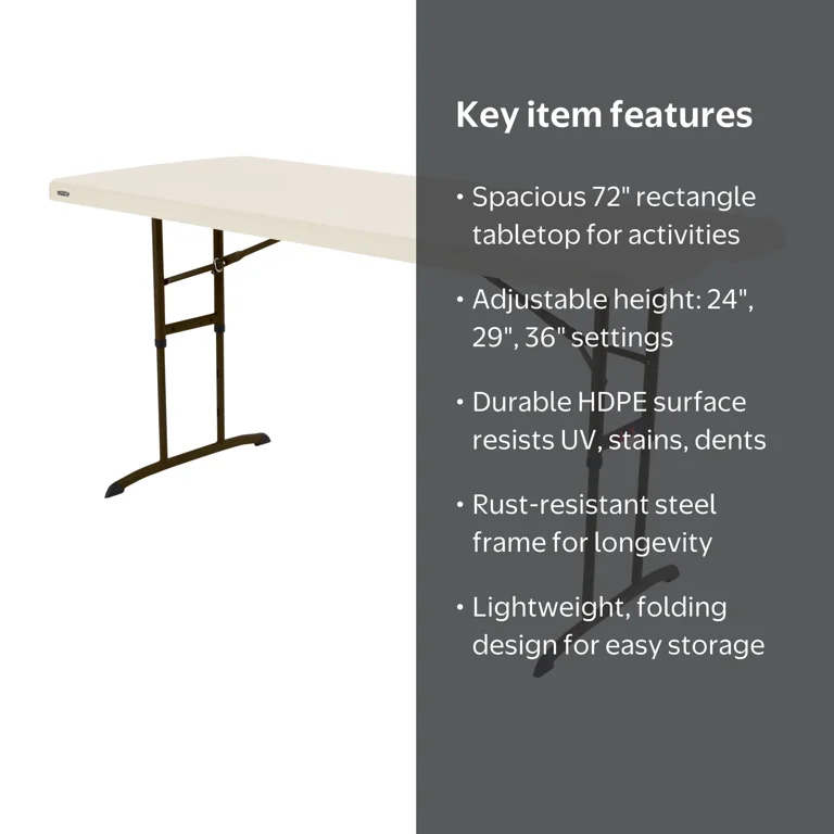 LIFETIME Commercial Nesting 72 in Adjustable Indoor/Outdoor Table