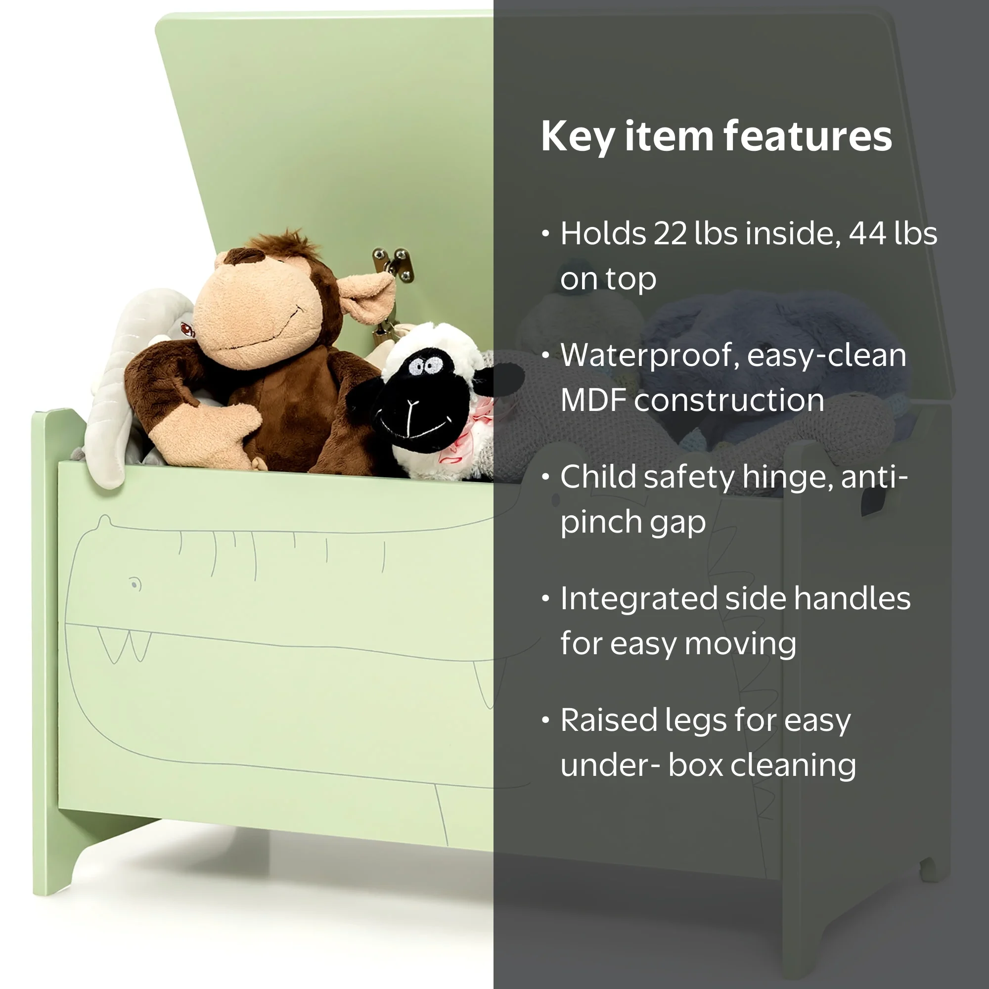 Costway Green Wooden Lid Toy Box - Kids' Cute Toy Organizer w