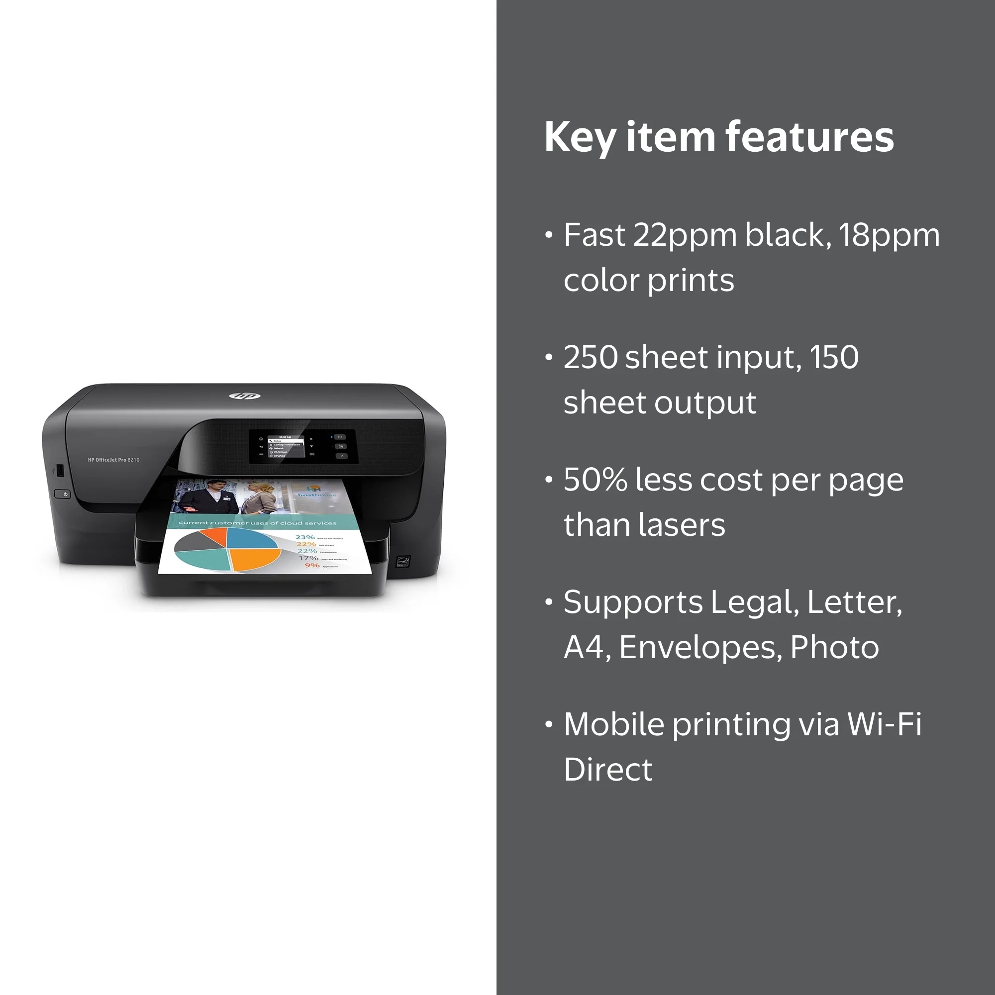 HP OfficeJet Pro 8210 Wireless Color Printer with Mobile Printing