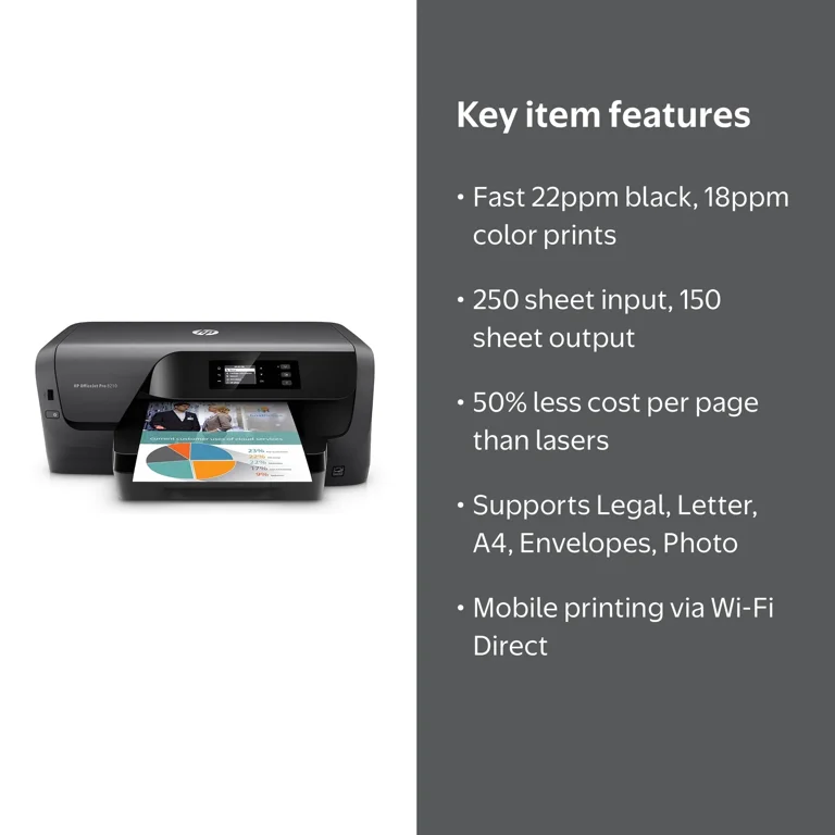 HP OfficeJet Pro 8210 Wireless Color Printer with Mobile Printing