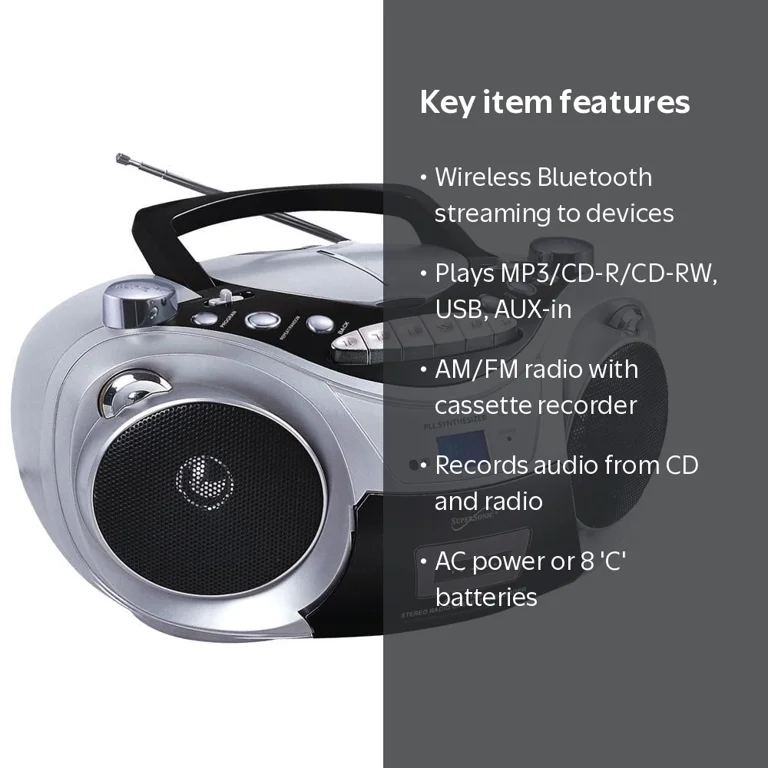 Supersonic Portable CD Player & Stereo Radio with USB, Remote, and