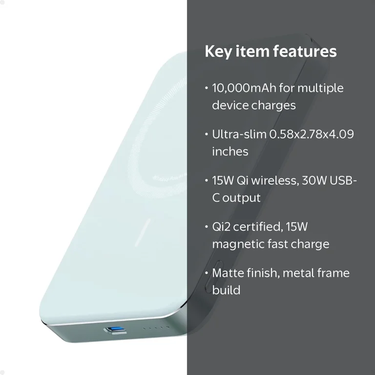 Anker, MagGo Power Bank, 10,000mAh, Magnetic, Qi2 Compatible