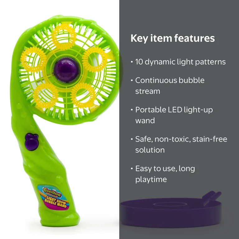 Gazillion Light Show Bubble Wand LED Bubble Blower Toy for Kids
