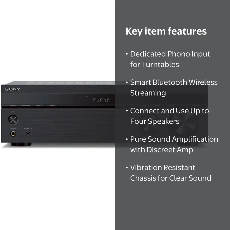 Sony, Bluetooth Home Theater Stereo Receiver, Phono Inputs