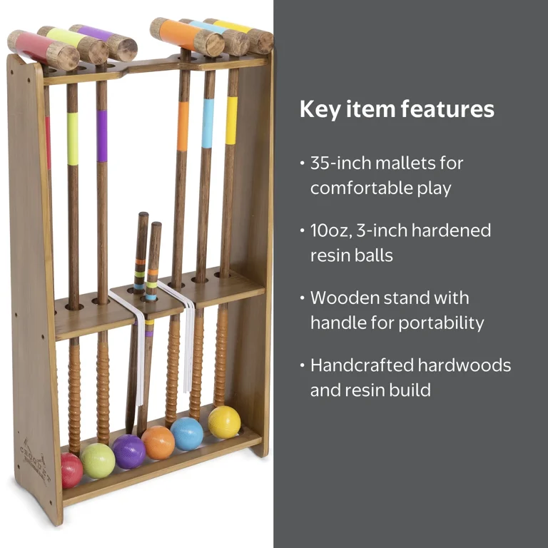 GoSports, Croquet Set, Premium Hardwood, Multicolor - Walmart.com