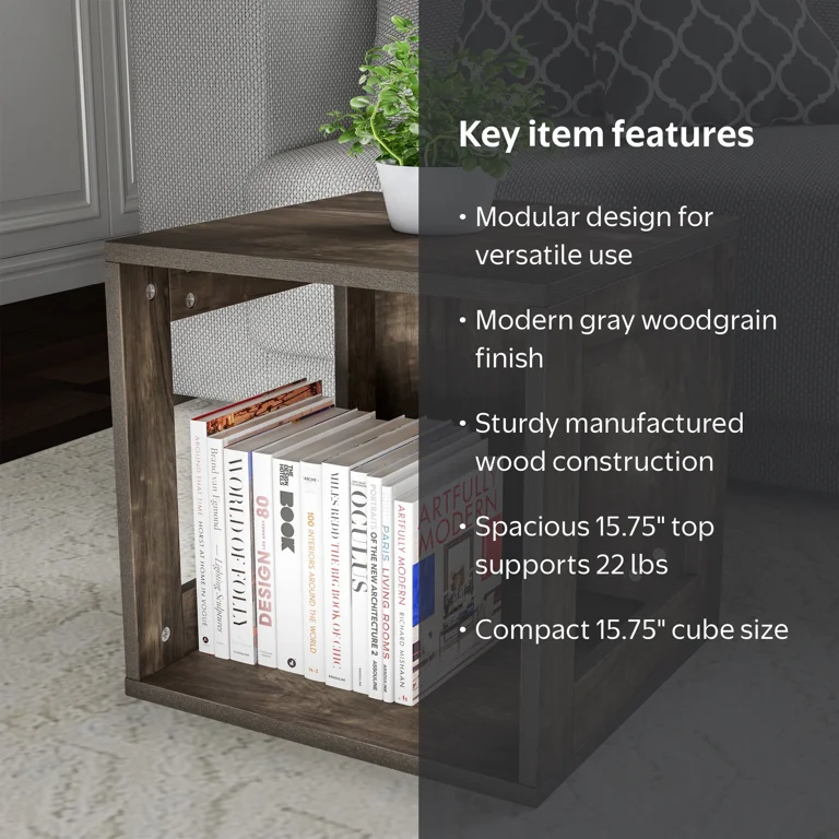 Lavish Home Modern Stackable Modular Cube End Table with Open