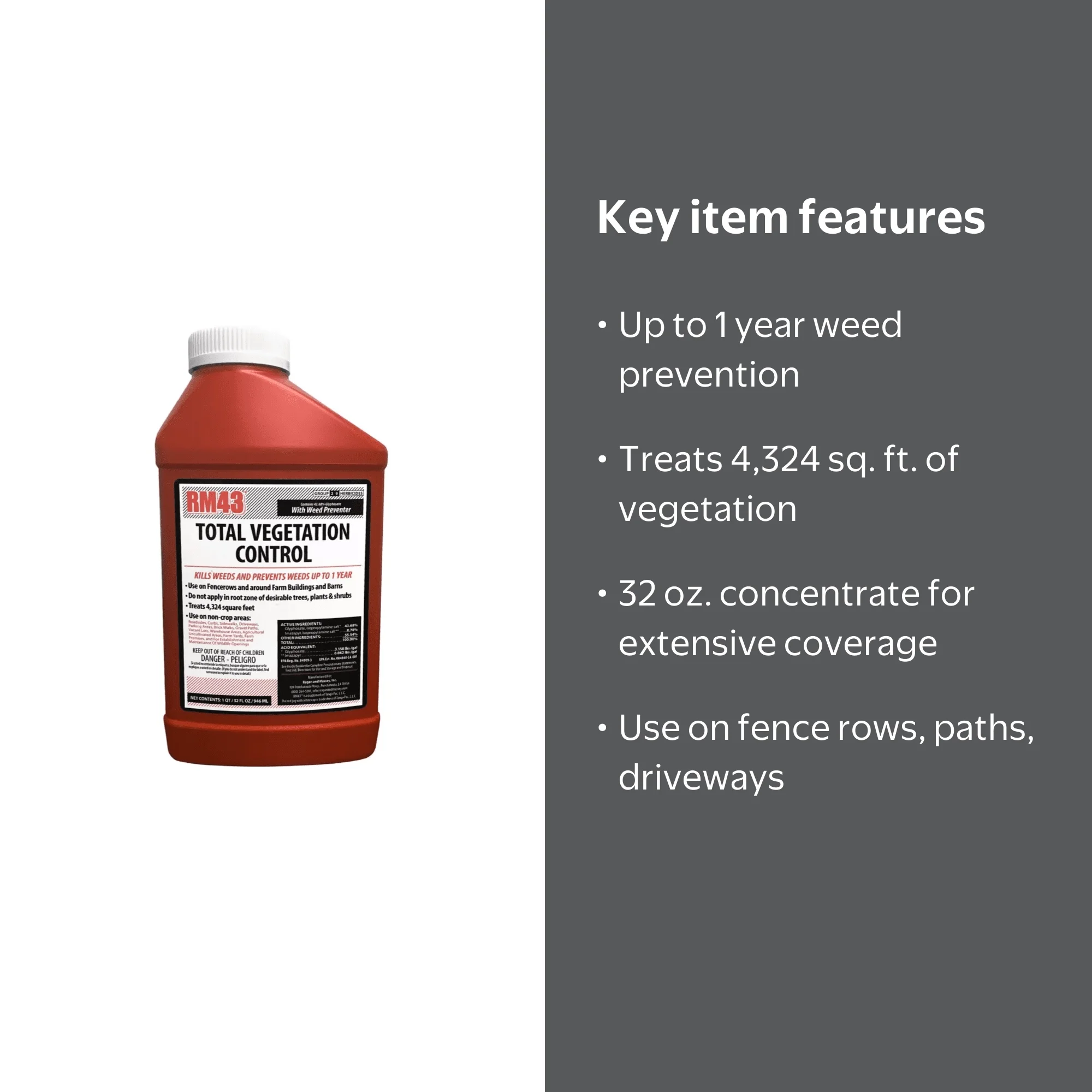 RM43 32 oz. Vegetation Control Weed Preventer Glyphosate Imazapyr