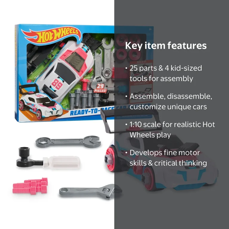 Hot Wheels Twinduction Ready-to-Race Car Builder Set for Kids Ages