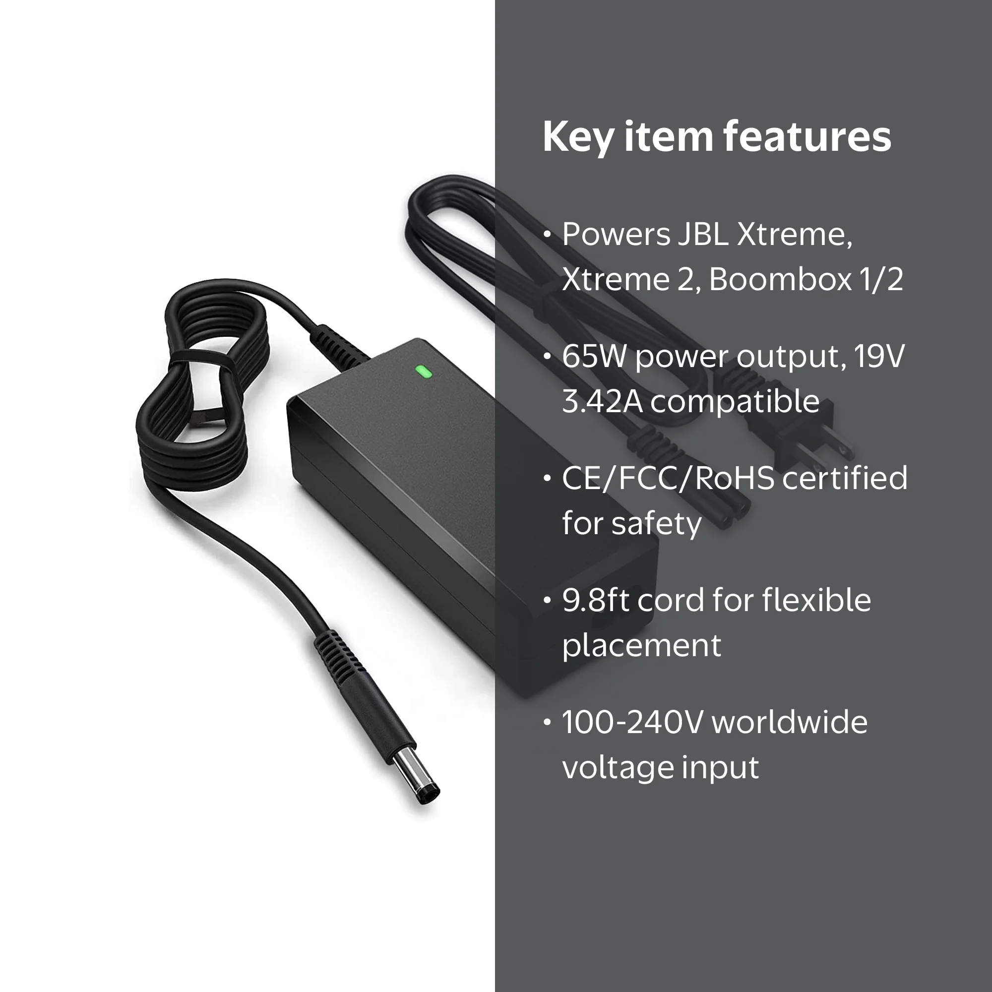 VHBW 19V Charger for JBL Xtreme, Xtreme 2, Boombox 1 2