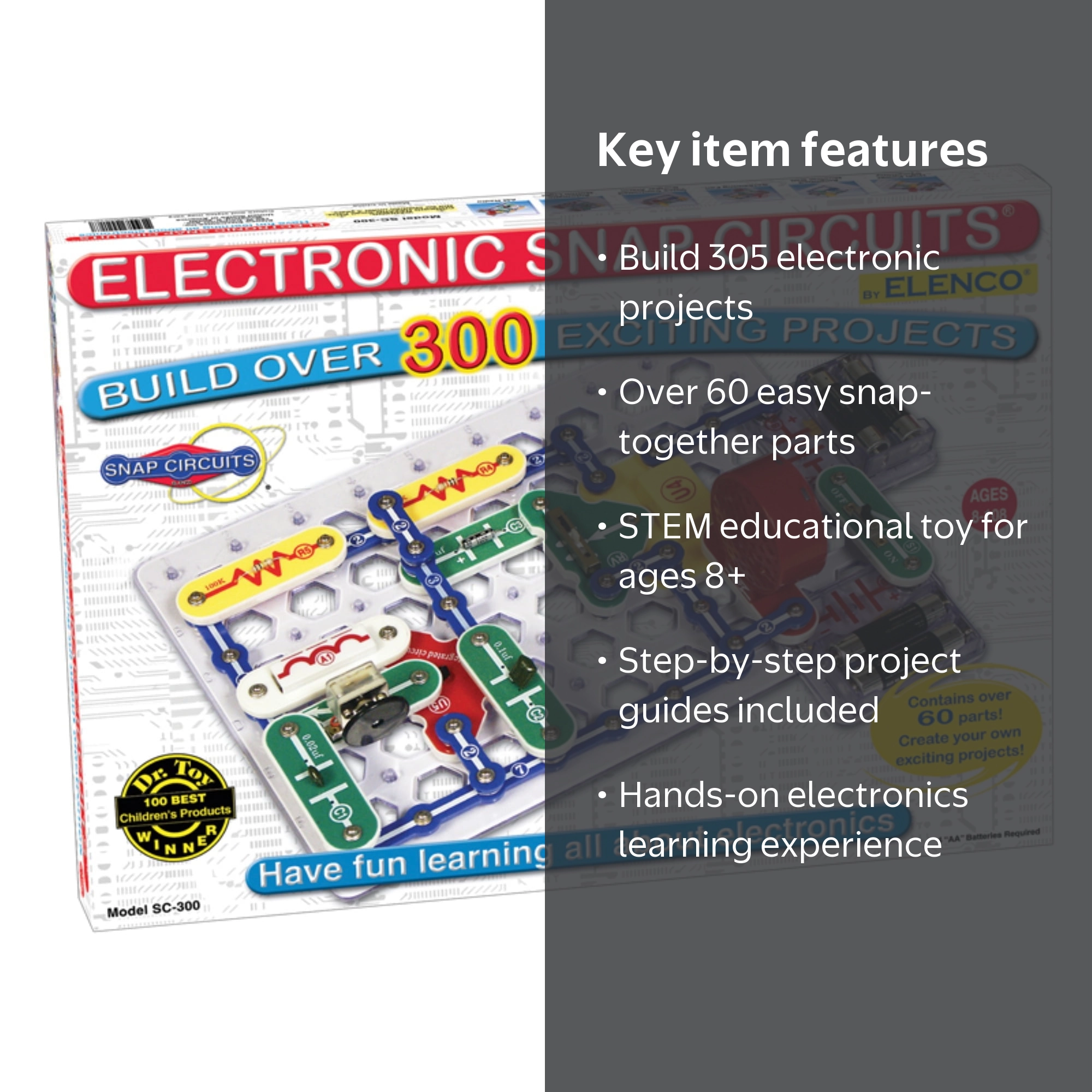 Snap Circuits, Electronic Science Kit, 305 Projects, Multicolor