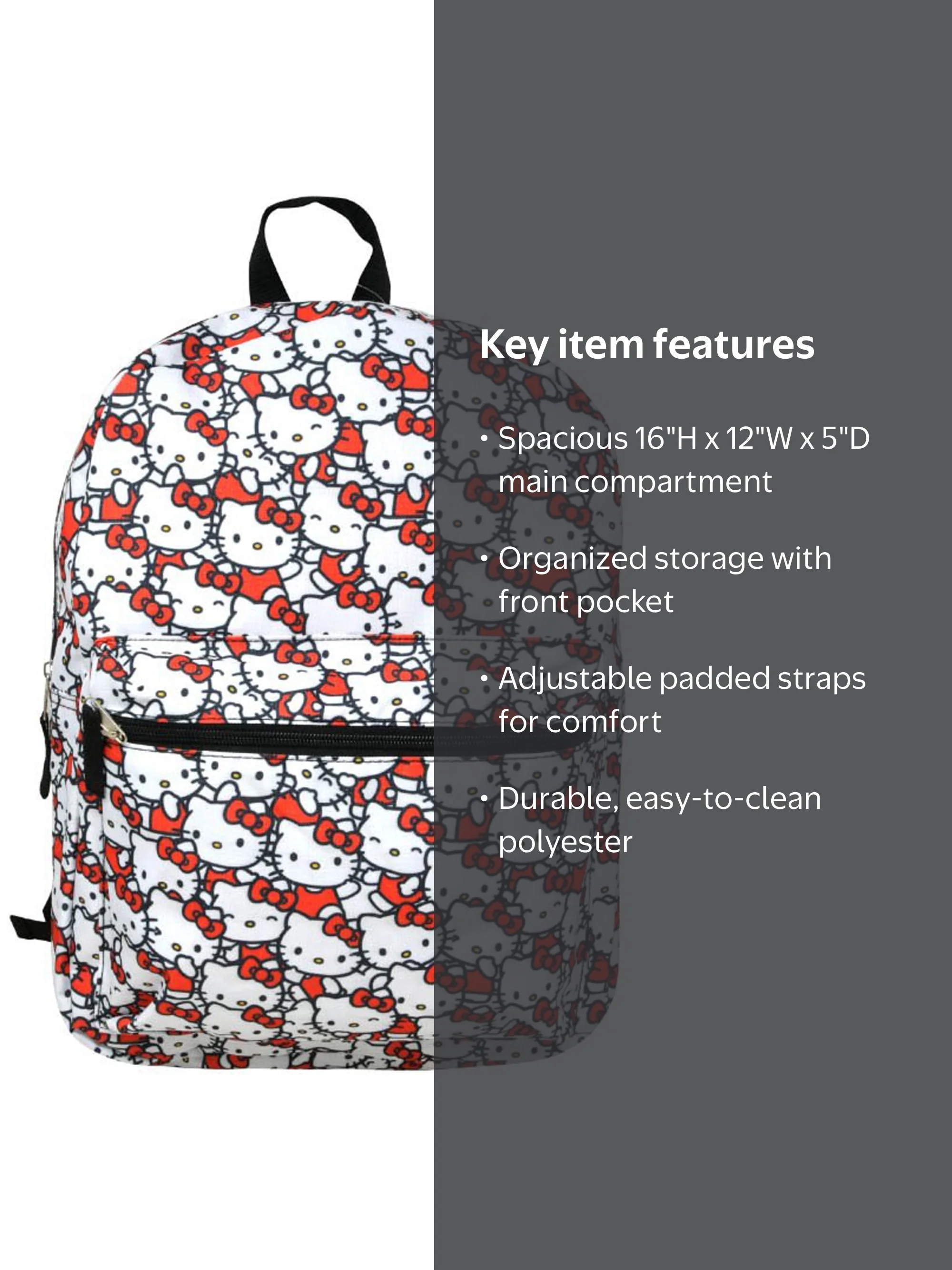 Hello Kitty School Backpack 16"" - Sanrio Girls' Book Bag - All-over Print White - Front Pocket" - Walmart.com Hello Kitty School Backpack 16"" - Sanrio Girls' Book Bag - All-over Print White - Front Pocket" - Walmart.com