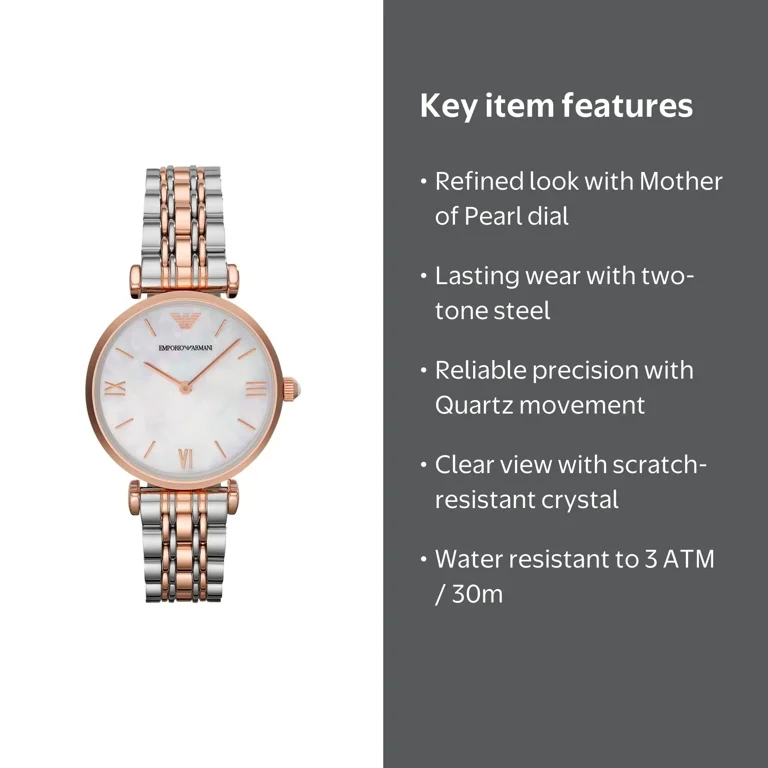 Emporio Armani Women's Retro Two-Tone Watch, Mother of Pearl Dial