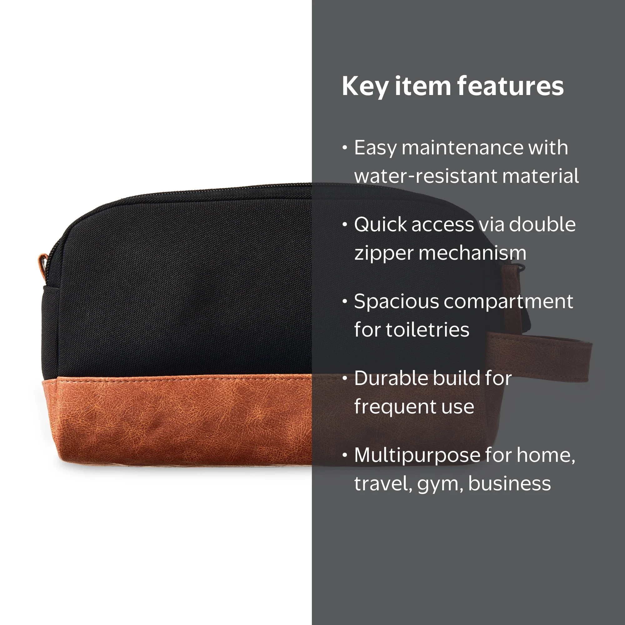 Walmart Men's Two Tone Double Zipper Sporty Dopp Kit with Faux