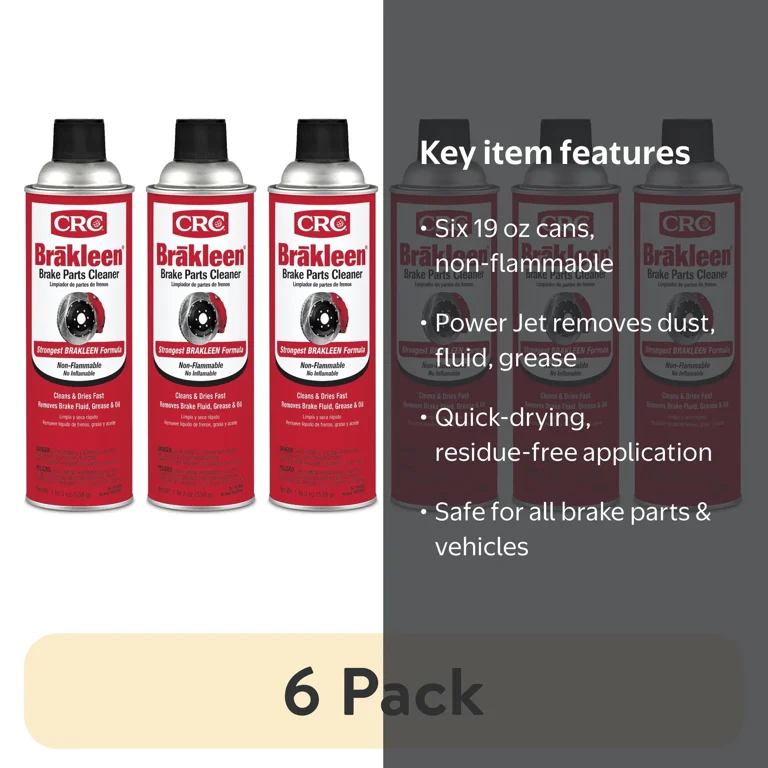 6 pack) CRC 05089 Brakleen Non-Flammable Brake Parts Cleaner - 19