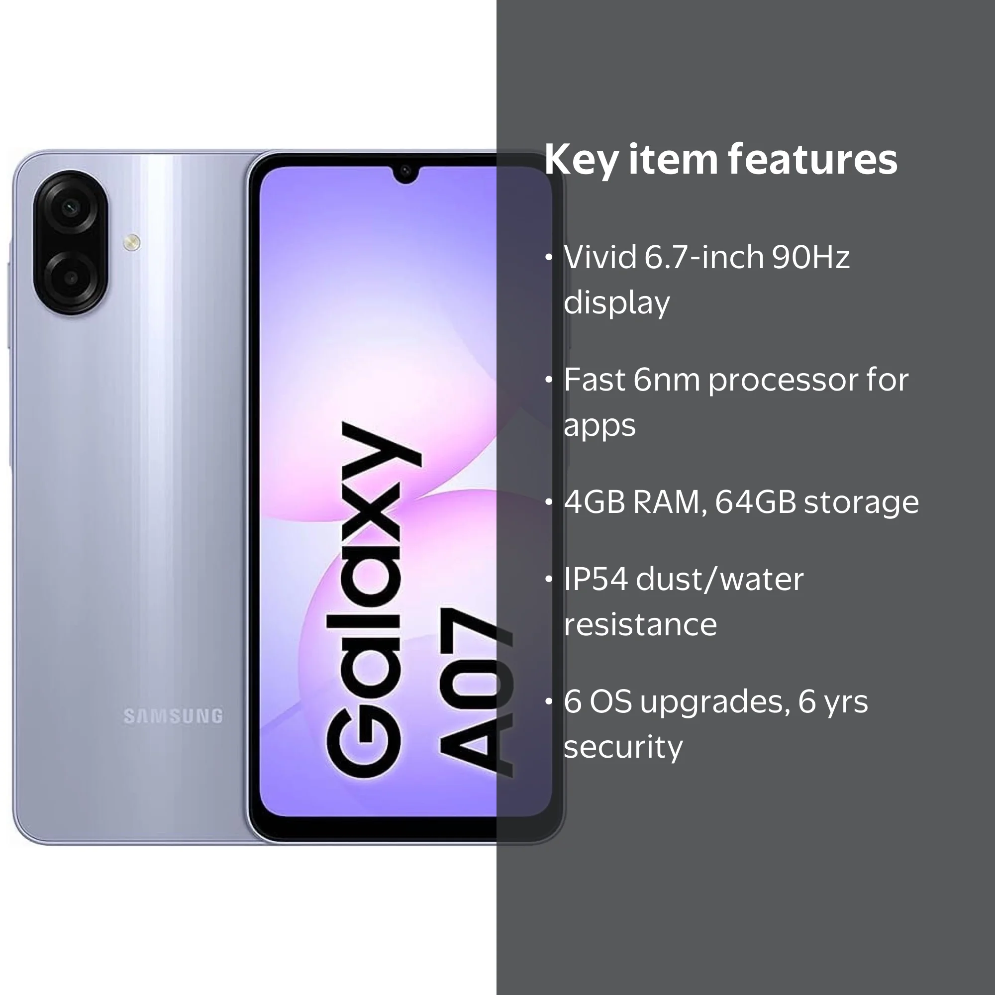 Samsung Galaxy A07 , Android Smartphone, 64GB Storage, 4GB RAM