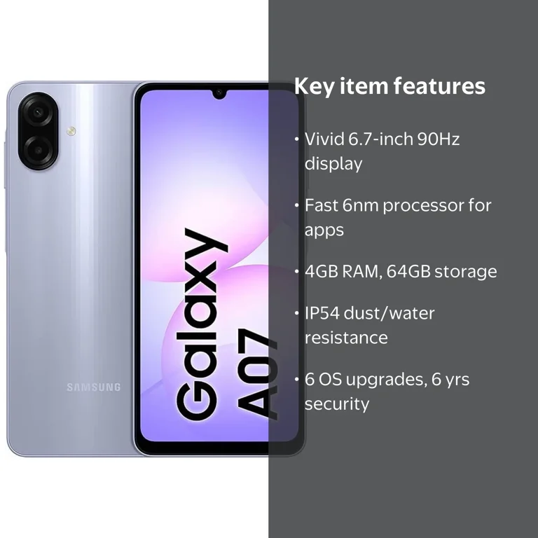 Samsung Galaxy A07 , Android Smartphone, 64GB Storage, 4GB RAM