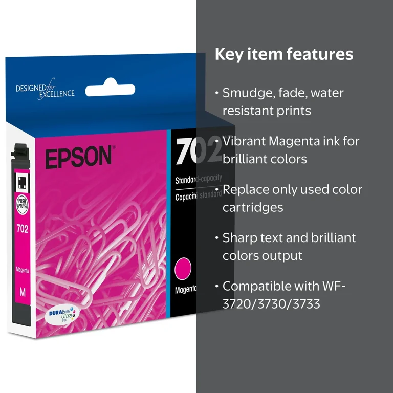 EPSON 702 DURABrite Ultra Ink Standard Capacity Magenta Cartridge
