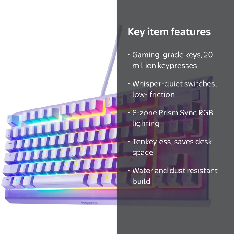 SteelSeries Apex 3 TKL Lavender RGB Gaming Keyboard — Tenkeyless