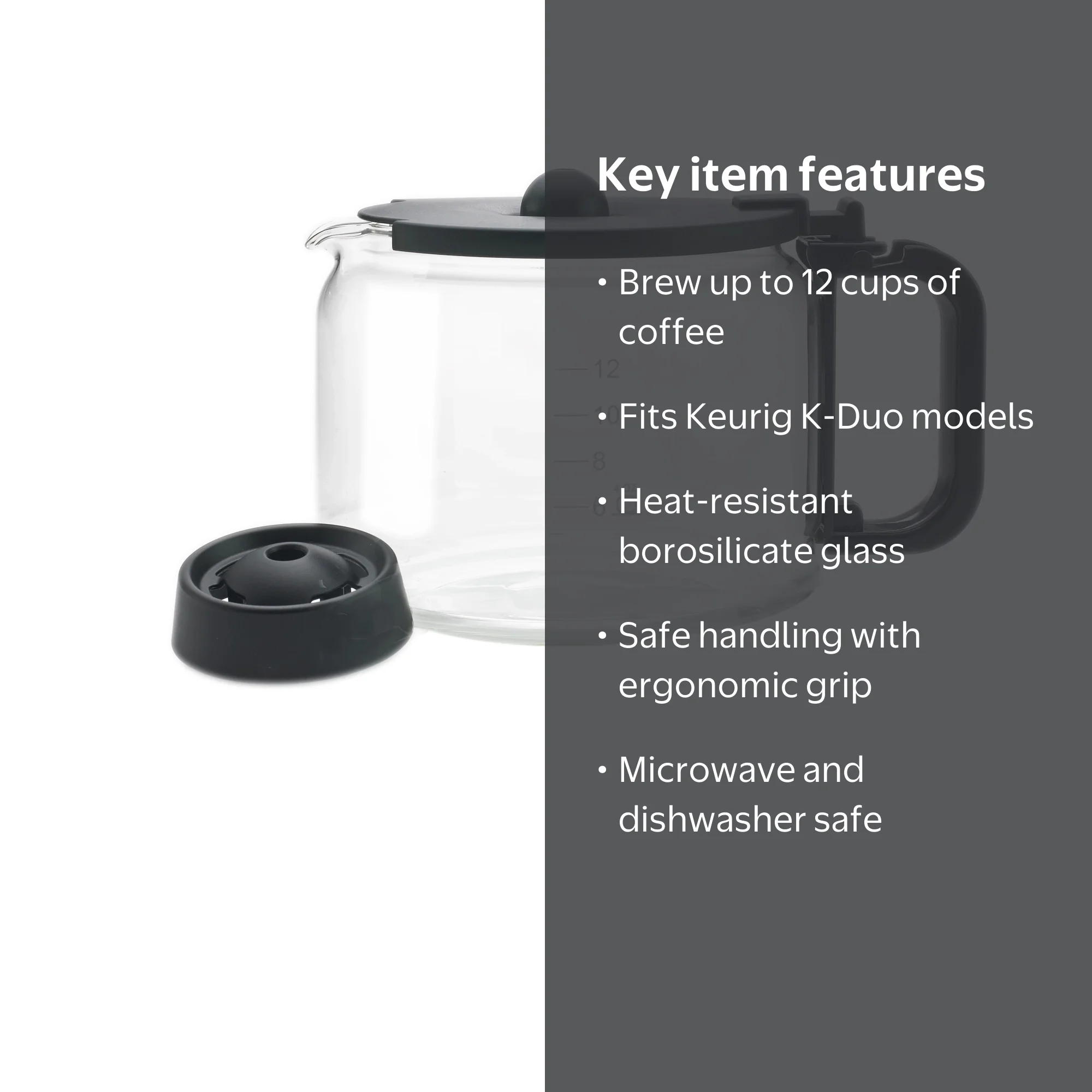 Caf Brew, Keurig K-Duo Carafe Replacement, 12 Cup Borosilicate Glass,  Microwave and Dishwasher Safe - Walmart.com