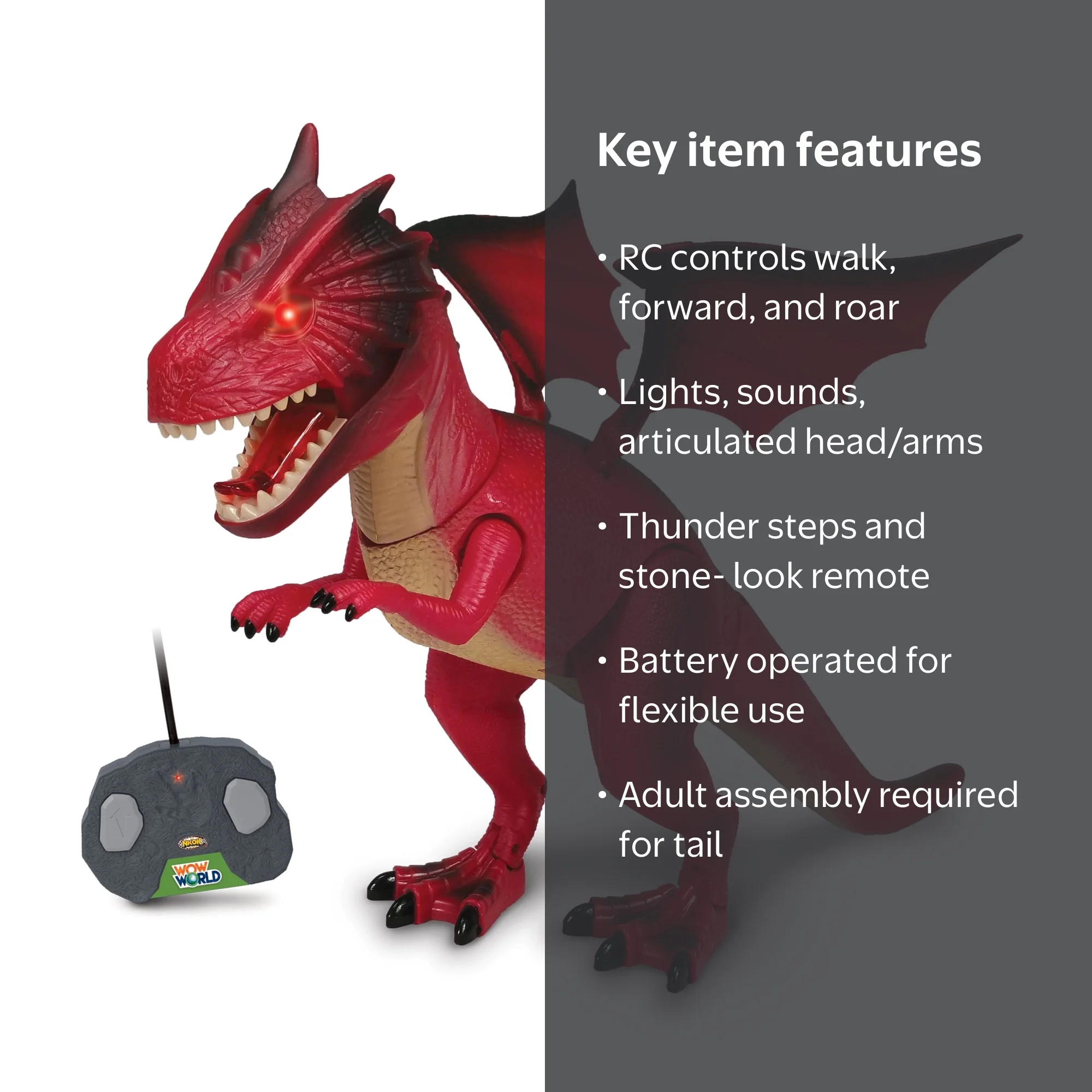 NKOK WowWorld Fire Dragon RC w/ Lights, Sounds, Motion - Walmart.com