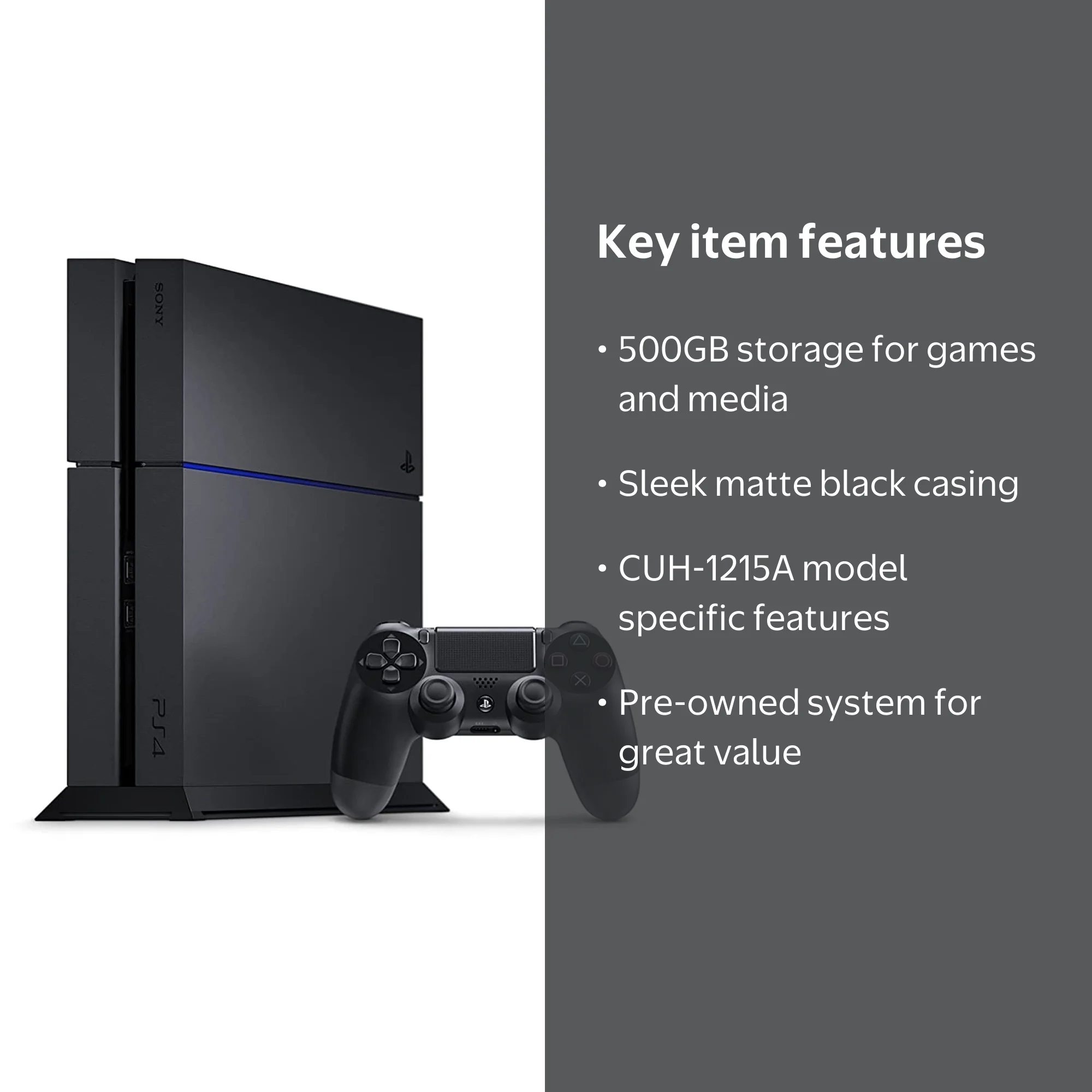 Sony PlayStation 4 (PS4) 500GB Original System CUH-1215A, Matte