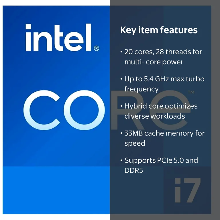 Intel, Desktop Processor, 20 Cores, Max Turbo 5.40 GHz - Walmart.com
