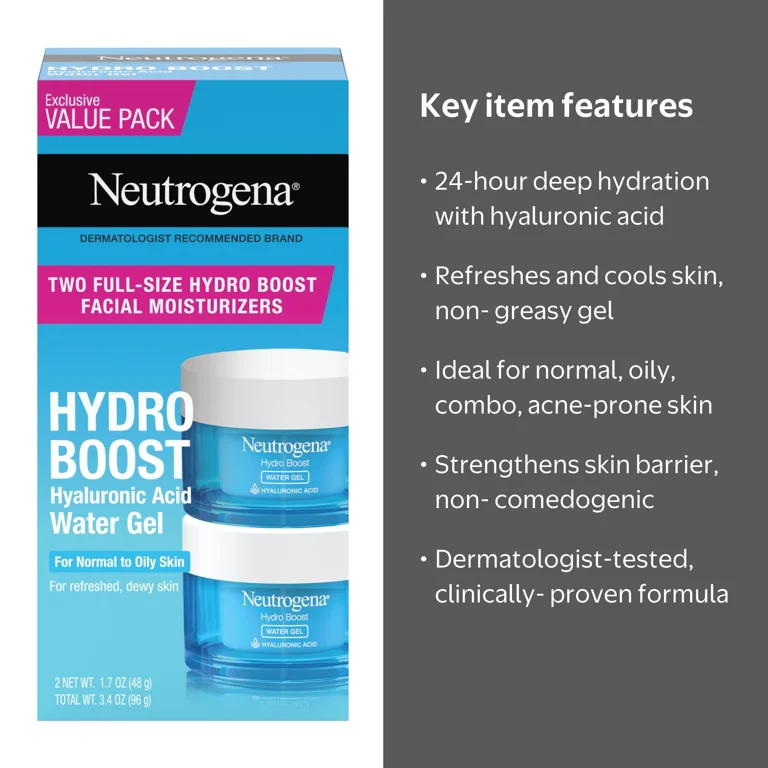 Neutrogena, Hydro Boost Water Gel, 2 x 1.7 oz, Hyaluronic Acid