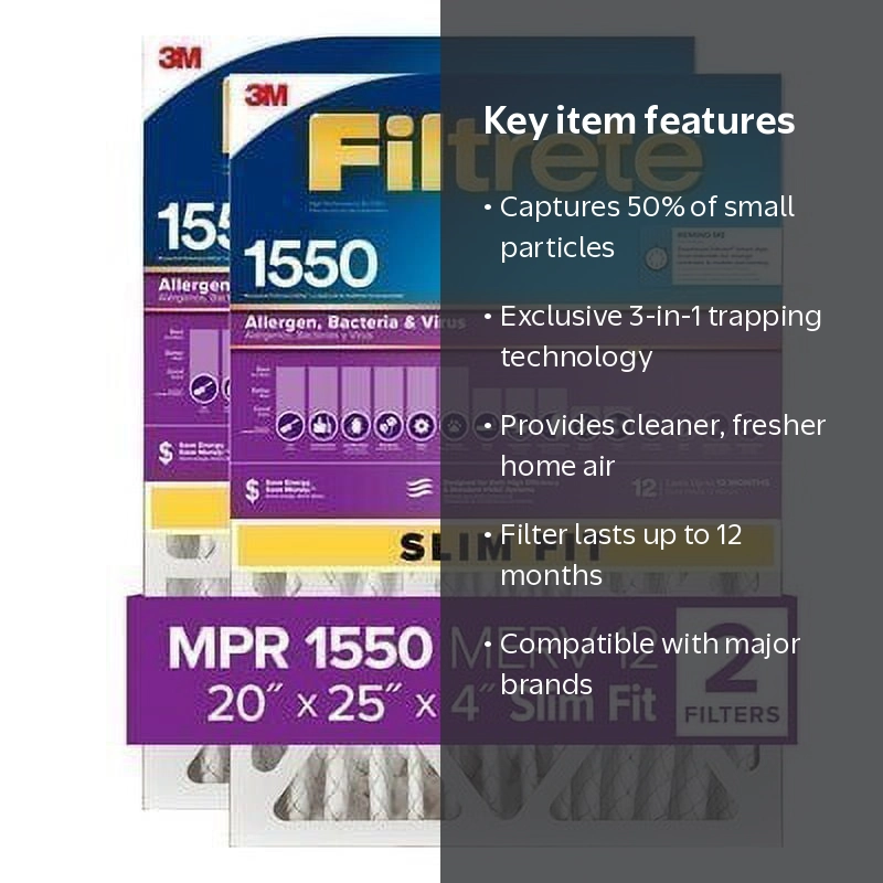 3M, AC Furnace Air Filter, 20x25x4 Slim Fit, MPR 1550 - Walmart.com
