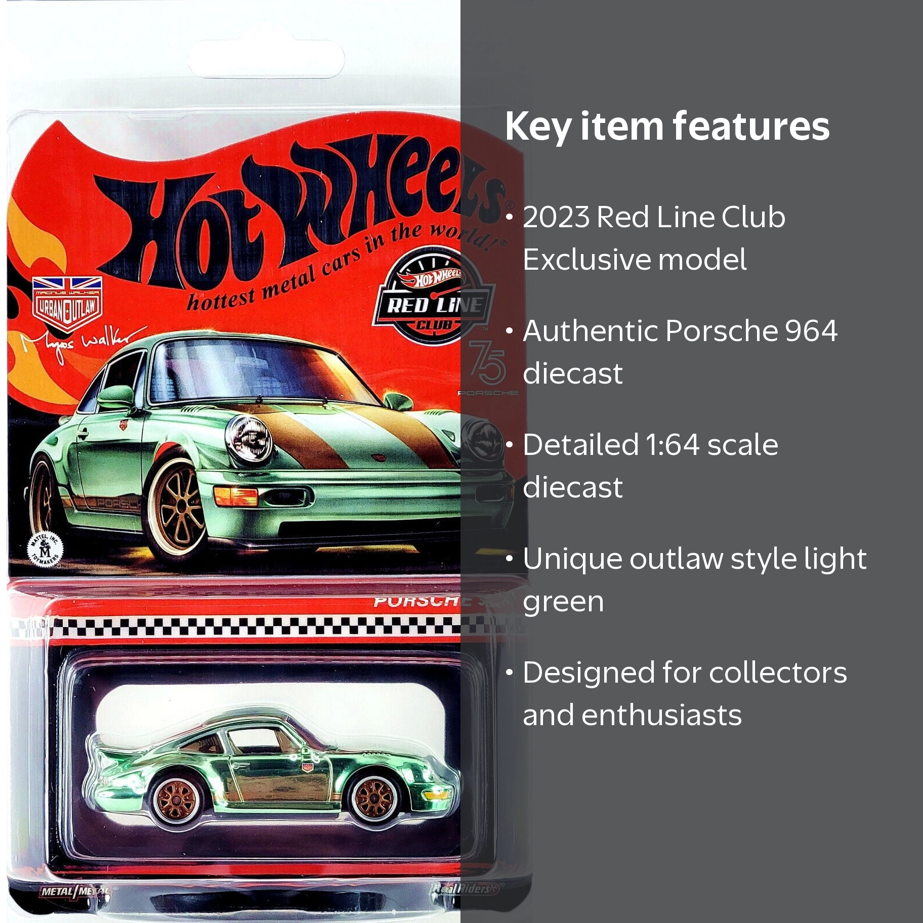 Hot Wheels RLC Porsche 964 Light Green Outlaw, Car Series, Special