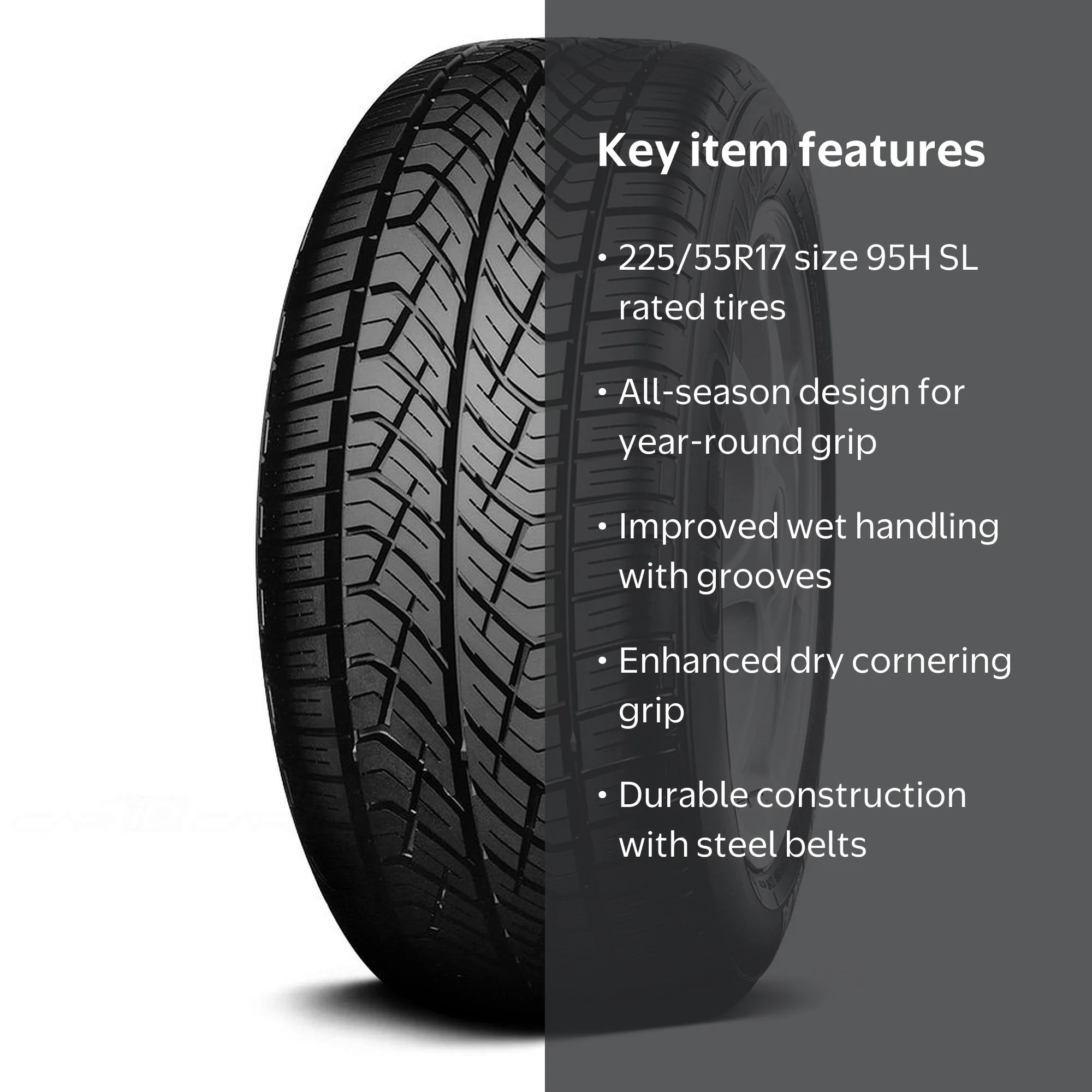 Yokohama G95A P225/55R17 95H BW All Season Tire - Enhanced Grip