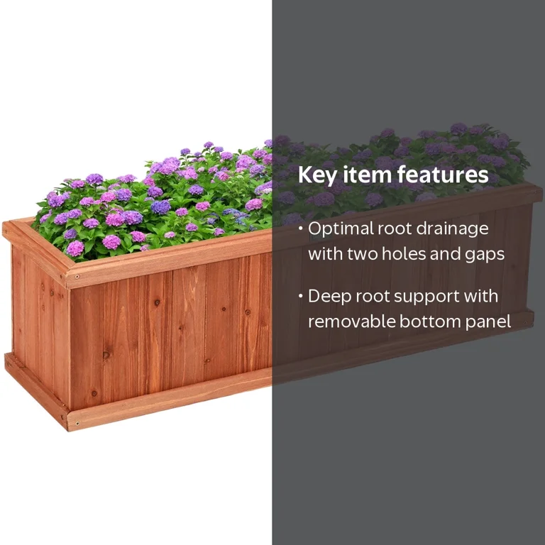 40 Inch Outdoor Long Rectangle Wooden Flower Planter Box for