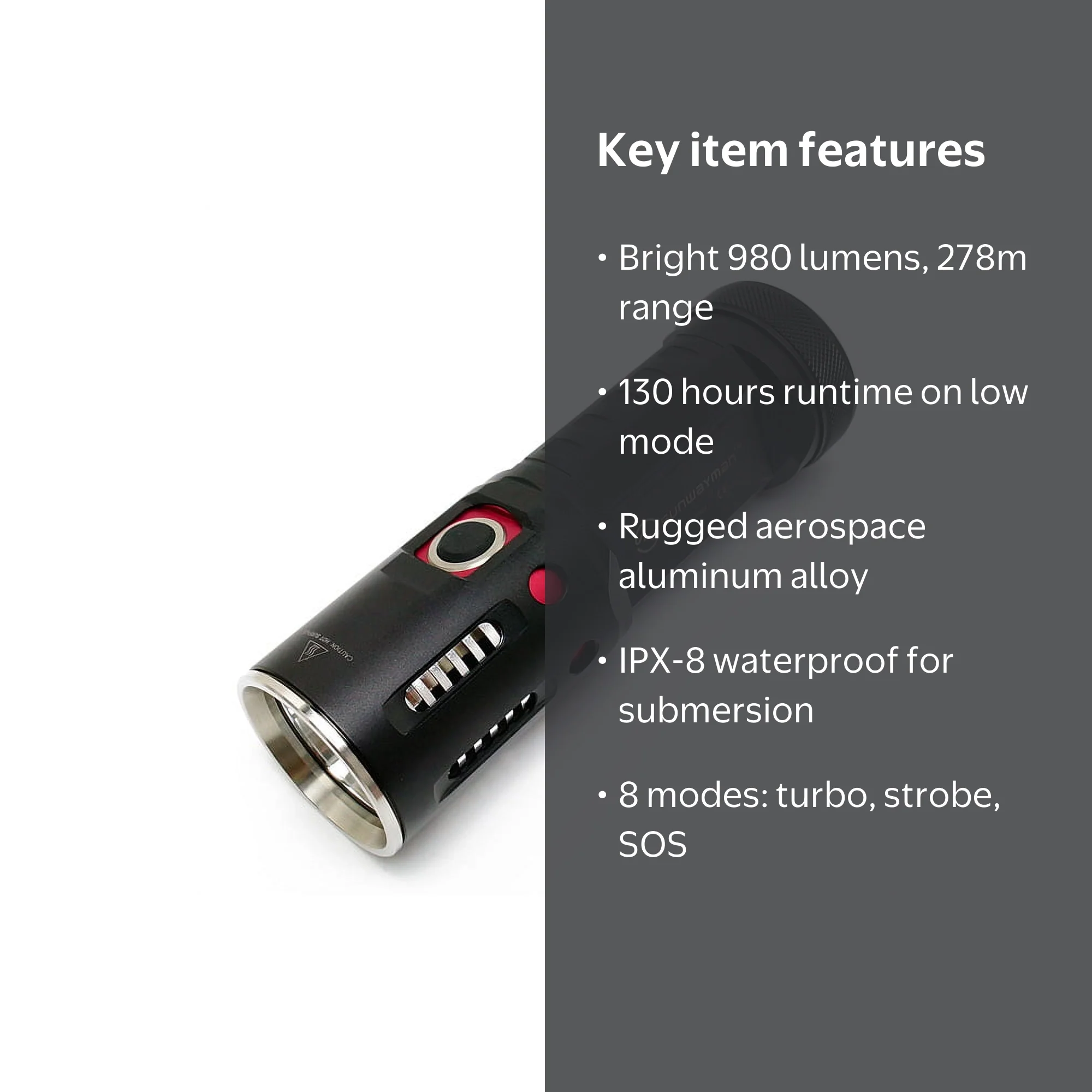Sunwayman Metallic Hollow-out High-end Flashlight XM-L2 - 980