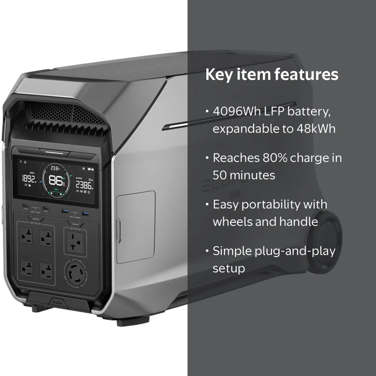 EF EcoFlow, Portable Power Station, 4096Wh, Expandable to 48kWh