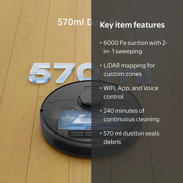 DREAME D9 Max Gen 2 Robot Vacuum and Mop Combo, LDS Navigation