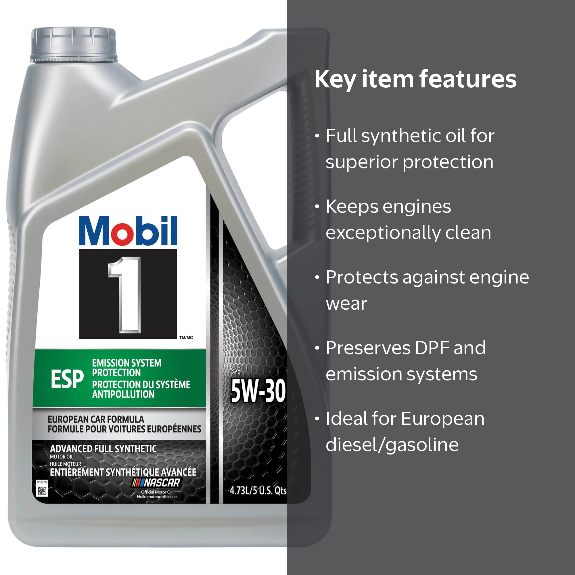 Mobil 1 ESP Standard Full Synthetic Engine Oil 5W-30 5 Quart